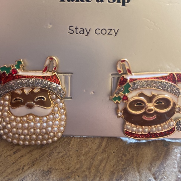 SUGARFIX by BaubleBar Cup Of Cheer Merry Mug Santa Mrs Claus Statement Earrings - Picture 10 of 10